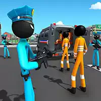 VS Politie Stickman Criminele Vliegtuigtransportspel