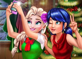 Ladybug និង Elsa Xmas Selfie រូបថតអេក្រង់ហ្គេម